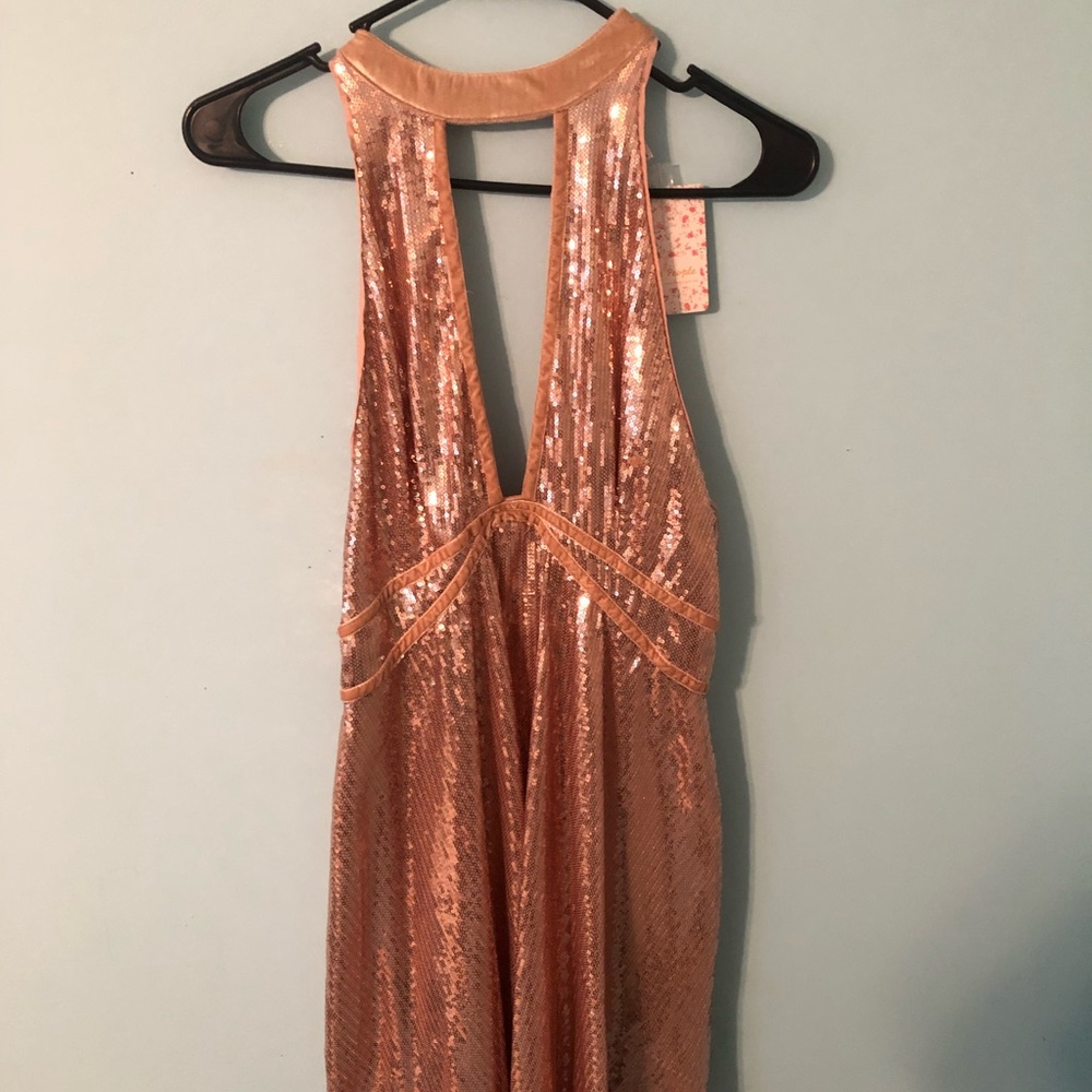 Free People Film Noir Gold Sequin Mini Dress NWT - Picture 5 of 5